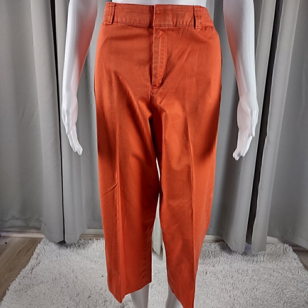Coldwater Creek Women's Orange Cotton Capri Pants With Pockets Size 8 - Picture 2 of 11